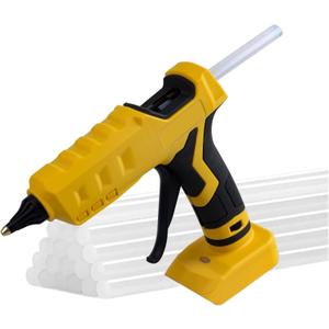 100W Cordless Hot Glue Gun Compatible with Dewalt 20V 60V Battery (Tool Only) High Temp Electric Power Glue Gun with 20PCS Full Size Glue Sticks for Arts Crafts DIY Festival Decor School Home Repair (Yellow & Black)