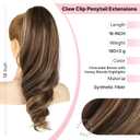 Clip In Ponytail Hair Extensions Ponytail 18" Claw Clip On Ponytail Extension for Women Long Wavy Hair Pieces for Women Synthetic Pony Tails Natural Wavy Hairpieces