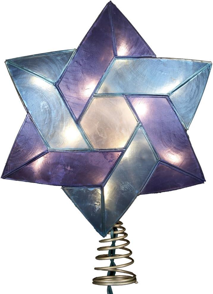 Kurt Adler 10-Light Star of David Capiz Colored Christmas Treetop, 8.5-Inch