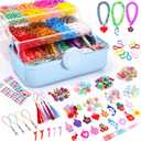 18500+ Bracelet Making Kit Rubber Band, 26 Colors Rubberband Bracelet Kit with 3 Layer Container Includes Glow-in-The-Dark Rubber Bands, Birthday Gifts Easter Stocking Stuffers for Kids 8-12(Blue), Small