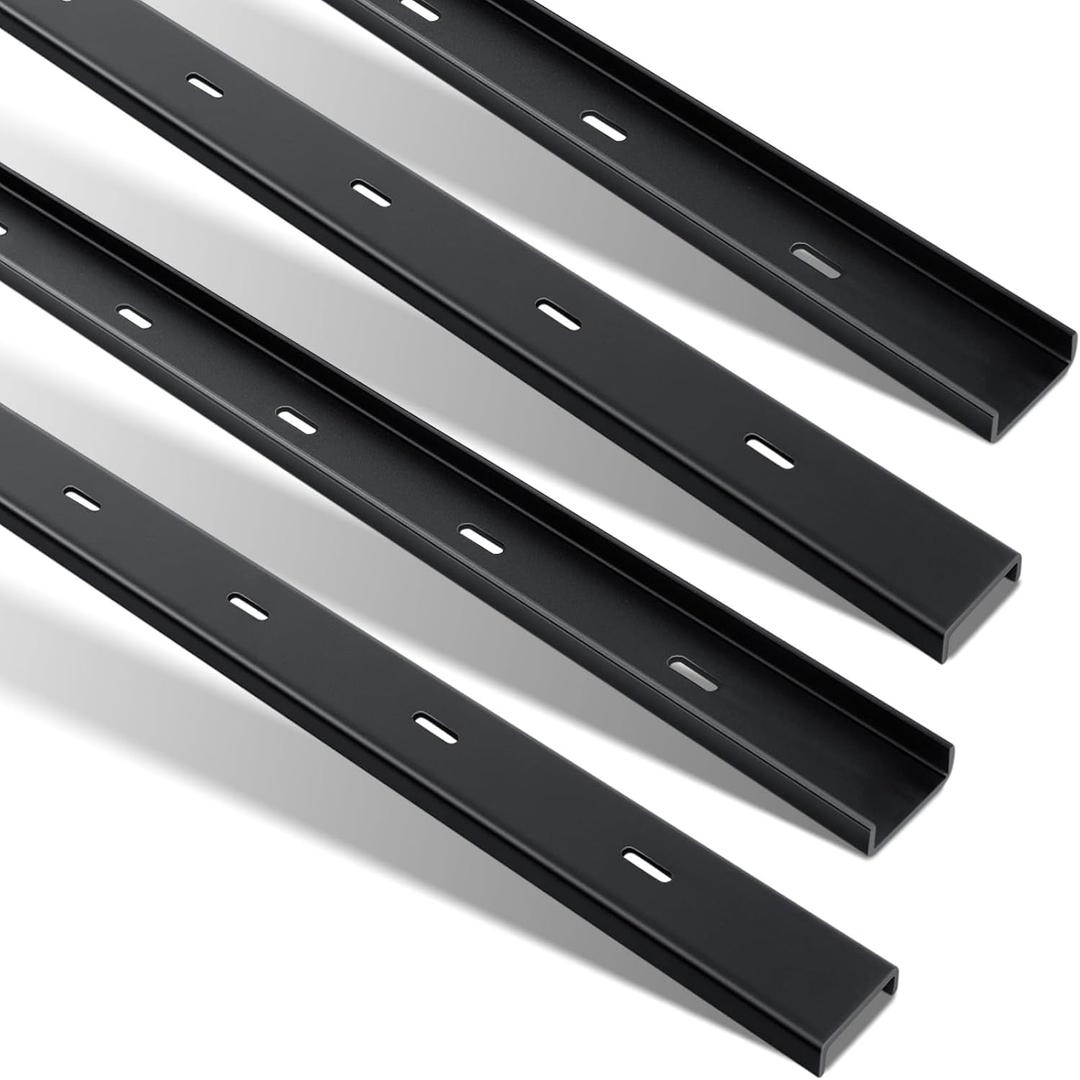 Blulu 4 Pcs 40" L X 2" W C Channel Steel Support Metal Support Bracing Hidden C Bracket for Table Top Live Edge Slab Woodworking, Black Coat Finish