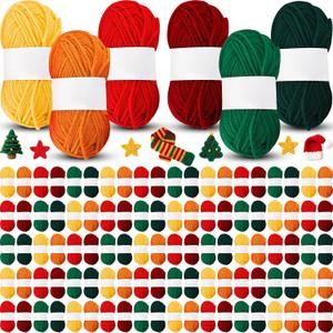 WILLBOND 200 Rolls 25g Assorted Colors Acrylic Yarn Skeins Bulk 8749 Yards Multicolor Crochet Craft Yarn Skeins Acrylic Crochet for Crocheting Knitting Project Adult Kid Beginners(Christmas Colors)