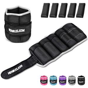 Henkelion 1 Pair 2 3 5 10 Lbs Adjustable Ankle Weights for Women Men Kids, Strength Training Wrist and Ankle Weights Sets for Gym, Fitness Workout, Running, Lifting - Black Grey Pink Blue Purple