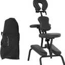 FDW Portable Massage Chair, Tattoo Chair, Foldable Spa Massage Chair, High Density Foam Height Adjustable SPA Salon Chair, Facial Brace for Customers with Backpack (Black)