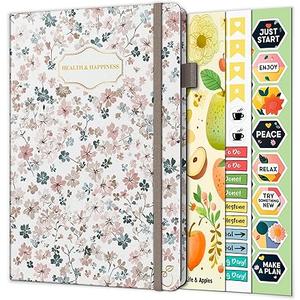 Life & Apples Daily Wellness Journal  Guided Journal & Planner for Wellbeing, Gratitude & Healthy Routines | Food & Fitness Journal, Habit Tracker, Weight Loss Diary | Undated A5 Bloom