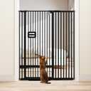 SMONTER 55" High Extra Tall Baby Gate, Safety Cat Gate for Doorways, Expands to 42.9"-46.9" Wide, Auto Close Dog Gate, No Drilling Pressure Mounted Cat Fence, Pet Gate Indoor for Stairs, Black