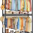 Sakugi Clothes Rack - Double Hanging Rod Clothing Rack with Wheels & Leveling Feet, Large Capacity Wardrobe Closet with Shelves for Bedroom, Laundry Room, Entryway, 45.2" x 12.6" x 80.7", Black