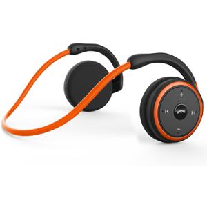 Small Bluetooth Headphones Wrap Around Head - Sports Wireless Headset with Built in Microphone and Crystal-Clear Sound, Foldable and Carried in The Purse, and 12-Hour Battery Life (Orange)