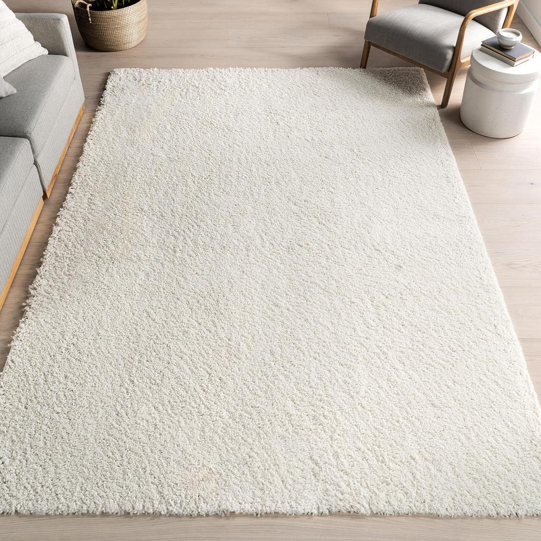 Nuloom Marleen Off-White, 3'2" x 5', Solid, Shag, Soft and Plush, High Traffic, Stain Resistant, Easy Clean, Durable Area Rug for Bedroom, Living Room, Dining Space, Den, Foyer, Entryway