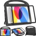 SUPLIK Kids Case for iPad A16 11 inch 2025 (11th Gen) & iPad 10th Generation (10.9" 2022), Durable Shockproof Stand Cover with Screen Protector/Pencil Holder/Handle for Kids, Black