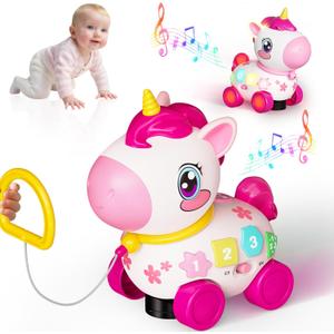 Unicorn Toys for 1 Year Old Girl Gifts, Baby Musical Learning Toys 6-9-12-18 Months, Bilingual Educational Toys with Light, Christmas Birthday Gifts for Girl & Boys