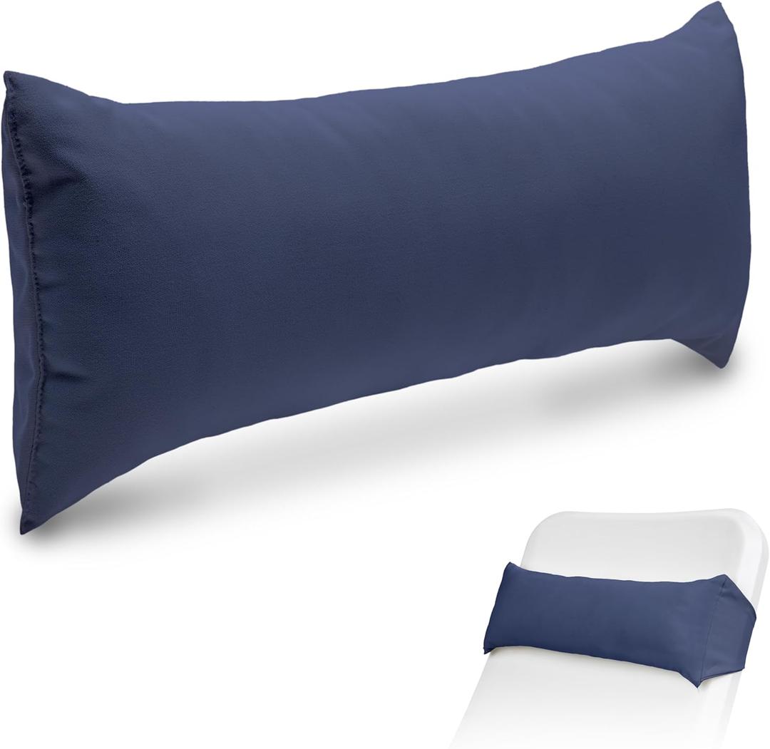 GoSports Coast Modern Outdoor Lounge Chair Pillow with Strap - Waterproof Headrest Pillow for Pool Lounger & Patio Chaise Cushions (One Size, Navy)