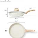 CAROTE 8 Inch Non Stick Frying Pan with Lid,White Granite Nonstick Skillet Omelet Pans, Egg Pan Granite Cookware, PFOS & PFOA Free
