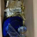 Nervure 350PCS Blue Plastic Plates - Blue Plastic Dinnerware Sets for 50 Guests - 100 Disposable Plates, 150 Gold Silverware, 50 Cups, 50 Napkins for Wedding & Party & Thanksgiving Day