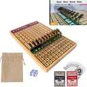 Horse Race Board Game with 11 Luxury Metal Horses, 4 Dice, 2 Card Boxes and Thickened Wood Game Board for 2-11 Players Family Party for Adults Teens & Kids Horse Racing Game