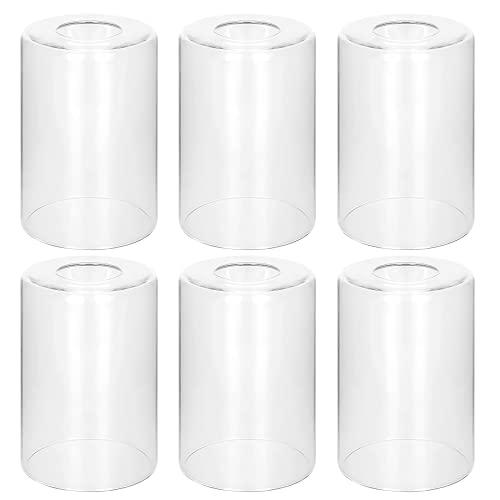 6 Pack Clear Glass Shades Replacement,5.51in Height,3.94in Diameter,1.65in Fitter,High Transmittance Cylinder Glass Lampshade Replacement for Pendant Light Floor lamps Chandelier Wall Sconces