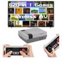 Retro Game Console, Wireless Retro Gaming System, Built-in 620 Classic Video Games, Plug & Play Game Console for TV with AV Output and 2 Wireless Controllers (Gray)