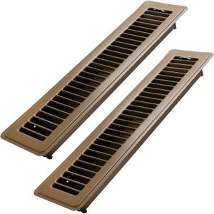 2x14 Inch Floor Register 2 Pack - Heavy Duty Steel Walkable Floor Vents - Easy Adjust Air Supply Lever - Rust Proof Registers, Grilles & Vents (Brown)