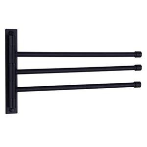 Matte Black Towel Holder Swing Out Towel Bar SUS 304 Stainless Steel Bathroom Hand Towel Rack 3-Bar Folding Arm Swivel Hanger Wall Mount