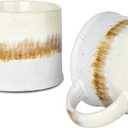 Bosmarlin Medium Ceramic Coffee Mug Set of 2, 15 Oz, Big Stoneware Tea Cup for Office and Home, Dishwasher and Microwave Safe (Beige, 2)