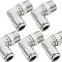 Beduan Push to Connect Fitting Elbow, 1/4" Tube OD x 1/8" NPT Male 90 Degree Elbow Adapter 304 Stainless Steel Air Union Fitting (Pack of 5)