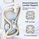 Ergonomic Office Chair for Back & Neck Pain Relief, Virgin Foam Seat, 2D Adjustable Lumbar & 3D Headrest, Tilt & Rock for Relaxation, Ideal for Long Sitting Comfort, White/Gold