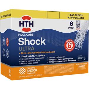 HTH 52040B Swimming Pool Care Shock Ultra, Swimming Pool Chemical, Cal Hypo Formula, 1lb (6 Pack)