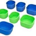 LunchBots Silicone Bento Cups Set - Accessories Designed to Fit in Medium and Large Bento Lunch Boxes - 7 Pieces - Blue/Aqua