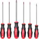 ROTATION 8PCS Magnetic Tip Torx Screwdriver Set, 8 Torx Star Screwdrivers, T8, T10, T15, T20, T25, T27, T30, T40 Red Tip | Red, Gloss, S2 Steel