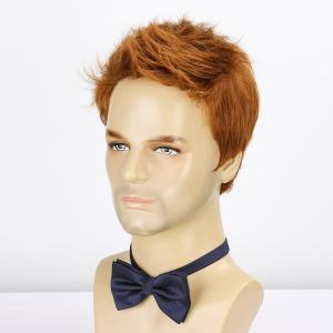 Mens Orange Wig Short Layered Fluffy Synthetic Straight Ginger Hair Wigs for Male Guy Daily Wear Anime Costume Halloween Cosplay Party
