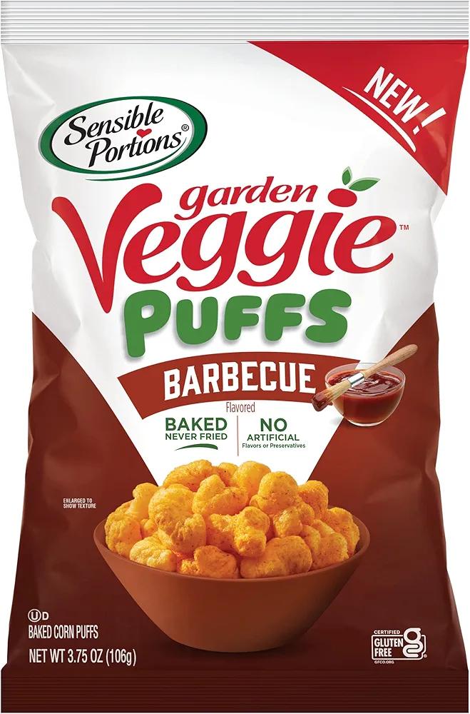 Sensible Portions Garden Veggie Puffs, BBQ, 3.75 oz Bag (Pack of 6), Best By 08 April, 2025