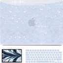 B BELK Compatible with MacBook Air 13 inch Case M5 2026 2025-2022 M4 M3 M2 A3449 A3240 A3113 A2681, Plastic Hard Shell+Keyboard Cover+Screen Protector for MacBook Air 13.6 inch Case, Shiny Blue Pearl