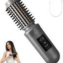 Cordless Hair Curling Iron Brush Rechargeable Battery-Powered, 3-in-1 Portable Hot Straightener Curling Comb 3 Temperature Settings with LCD Display
