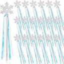 Silver Snowflake Magic Wand - 36 Pcs Frozen Snowflake Princess Wand Winter Theme