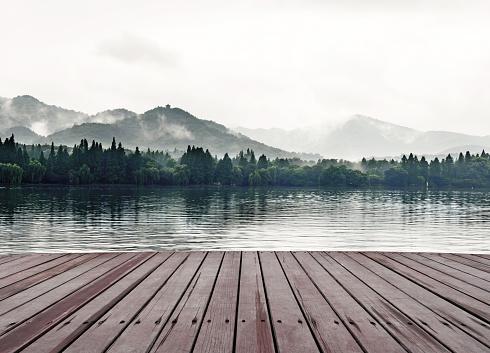 American Art Decor Scenic Lake Pier Outdoor Canvas Art Decor Print | Large Decorative Wall Mount Painting | Waterproof - 18x24 inch