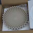 Large Decorative Bowl, Modern Handicraft Bowls for Home Decor, Decorative Fruit Bowl for Kitchen Counter, Ruffle Decor, Stylish Key Bowl for Entry Table, Artificial Stone Beige