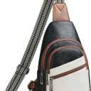 Sling Bag Crossbody Bags for Women Cross Body Fanny Packs Chest Sling Purses for Travel Shopping Leisure Sport (4-1 White Black With Brown)