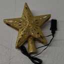 Christmas Star Tree Topper Projector, Lighted 3D Star Tree Top with Rotating LED Snowflake Projection, Glitter Gold Xmas Tree Decoration, Easy Setup for Holiday Home Christmas Party Dcor
