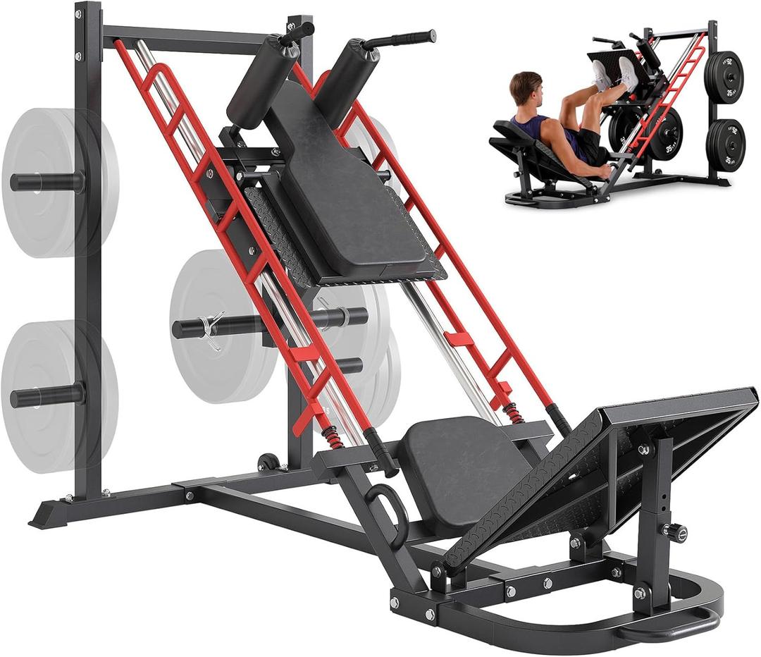 Dripex Leg Press Hack Squat Machine Combo for Home Gym, Professional Adjustable Leg Press Machine for Full Lower Body Workout, Upgraded Leg Press with Transport Wheels, Weight Plates Not Included