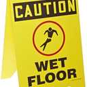 Accuform MF111 Plastic Free-Standing Fold-Ups Floor Sign,"Caution Wet Floor" with Graphic, 20" Height x 12" Width x 0.125" Thickness, Red/Black on Yellow