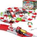 Christmas Race Tracks Toy Sets with 233 Accessories, Tracks Sets Toys Suitable for Child Age 3+,Christmas Theme Race Car Sets Toys Includ Flexible Tracks Electric Train with Lights Gift for Boys&Girls