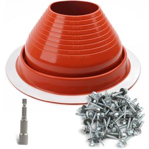 #6 High Temp Silicone Metal Roof Pipe Flashing Boot - Roof Vent Boot for Pipe OD 5" to 9" - Roof Vent Cover for Stove Pipe, Chimney, HVAC Ducts & Plumbing Vents with Roofing Screws & Hex Socket