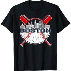Softball Vintage Boston Baseball T-Shirt for Men and Women T-Shirt (Small, Black)