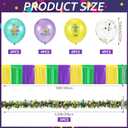 Mardi Gras Golf Cart Decoration Set - Purple Green Gold Tinsel Curtain, Tinsel Garland & Mardi Gras Themed Latex 12 Balloons for Carnival Parade Holiday Outdoor Party Supplies