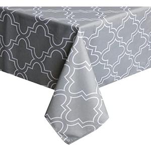 UFRIDAY 60 Wide x 102 Long Tablecloth with Printed Pattern, Fabric Table Cloth for Rectangle Tables (Light Grey)