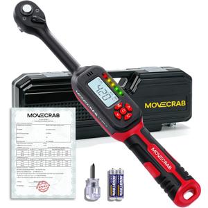 Professional 3/8" Digital Torque Wrench, 4.2-85 Nm/3-62.6 Ft-lb, ±2% Accuracy, Rechargeable, Triple Warning System, Track & Peak Modes, LED Display, 4 Units for Mechanics
