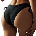YELAIVP Women's Bikini Bottom Tie Side Swimsuit Bottom Cheeky Butt Ruched Bathing Suit Bottoms (X-Large, Black)