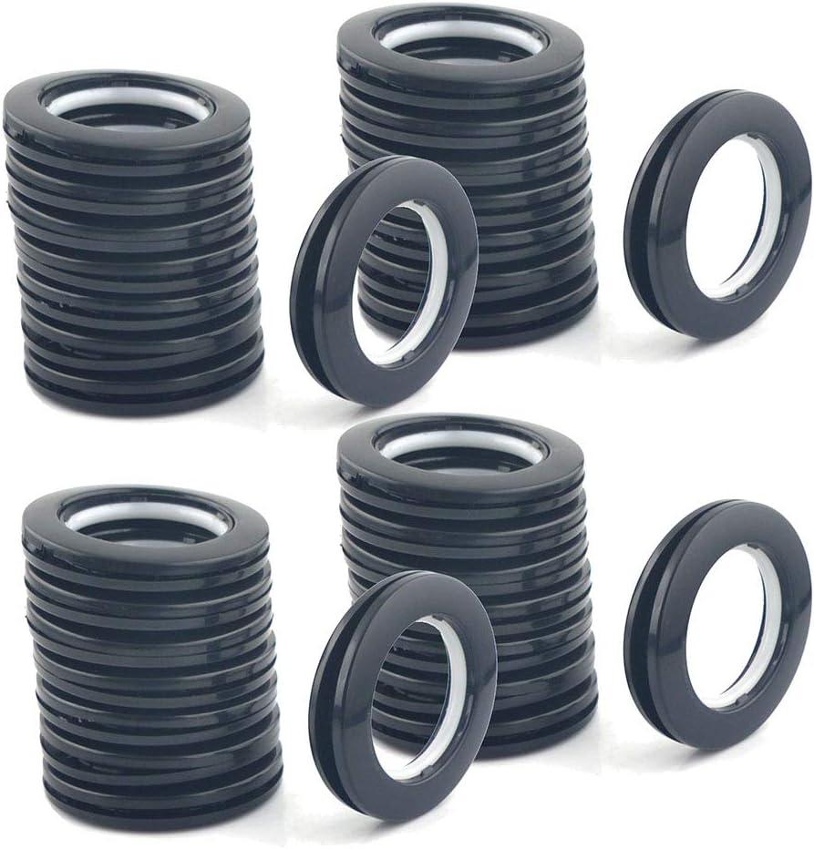 32 Pack Curtain Grommet, Inner Diameter 1-9/16"(40mm) Curtain Eyelet Rings Roman Ring Grommet Curtains Grommets kit for Casement Eyelet Tool Accessory (Black)