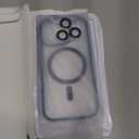 Magnetic Hybrid Clear Case for iPhone 16 Pro- [Compatible with MagSafe] [Built-in Camera Protector] [Not Yellowing] Hard Transparent Back Silicone Edge Phone Case Cover, 6.3", Blue