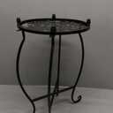 KLUFO 15 Inch Tall Planter Rack, Round Indoor Metal Planter Rack, Decorative Black Planter Rack Plant Table, Rust Resistant Potting Rack Outdoor Plant Stand for Home Garden 1 Piece